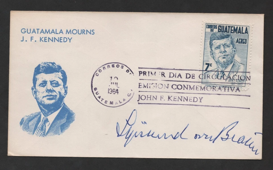 GUATEMALA 1964 FDC DE JFK MEMORIAL CON FIRMA DEL EMBAJADOR DE GUATEMALA Foto 1 de 2