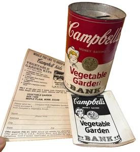 Campbells Vegetable Garden Soup Bank & RARE money saving planters guide 1970's - Picture 1 of 10