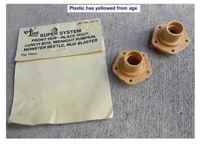 Vintage RC Auto Bru-Line 4010 Vorderradnaben Blackfoot Lunchbox Käfer C-FOTOS - Bild 1 von 2