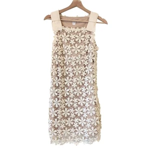 Hoss Intropia Nude Crochet Overlay Dress Size 36 (US 4) Cocktail Event Party - Picture 1 of 10