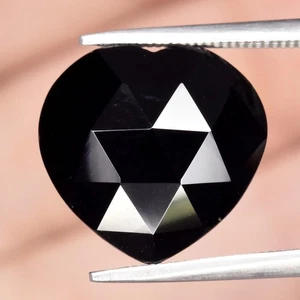 💎 6,34ct 13,5x13mm Herz Rosenschliff Natürlicher Schwarzer Onyx - Thailand Edelstein - Bild 1 von 4