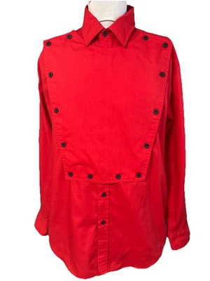 Vintage Excellmode Men’s Red Bibbed LS Cowboy Rodeo Western  Shirt Size Large - Image 1 of 4