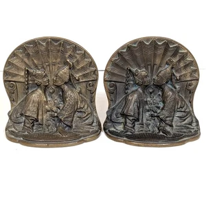 1920's Siam Couple Bookends, Asian Theme, Solid Bronze - Picture 1 of 8