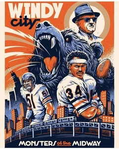 Chicago Bears NFL Vintage Logo Poster Print on Metal Sign 12x8in Old New 48 - Picture 1 of 6
