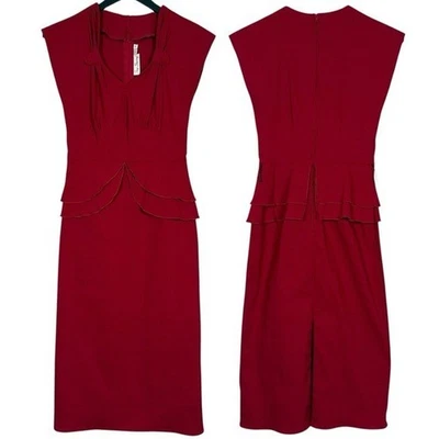 Vestido Stop Staring Talla S Rojo Pinup Años 50 Retro Rockabilly Midi Movible Foto 1 de 4