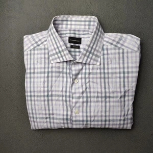 Camisa Ermenegildo Zegna Para Hombres XL Púrpura Gris Vestido de Viajero a Cuadros Abotonada - Imagen 1 de 12