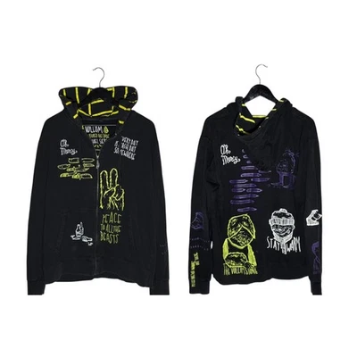 Y2K Volcom Michael Sieben Art Print Full Zip Hoodie Size Xl Black - Image 1 of 4