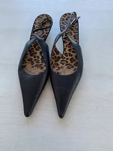 Dolce & Gabbana Sling Back Black Leather Kitten Heel Shoes, size 40.5 - Picture 1 of 5