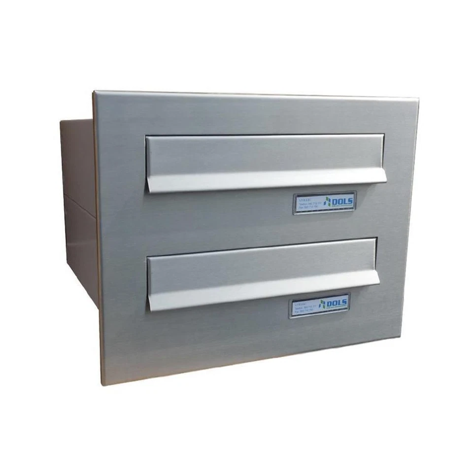 B-04 2er Mauerdurchwurf-Briefkasten Postkasten V2A-Edelstahl Mauerstärke 38.5cm - Bild 1 von 4