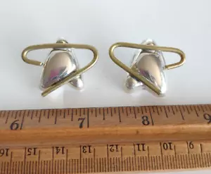 Taxco TH-57 Sterlingsilber & Messing Atom Starburst UFO Modernist Ohrringe - Bild 1 von 5