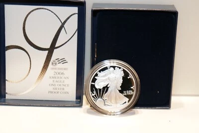 Lingotes de prueba de $1 dólar American Silver Eagle 2006 W 1 oz caja original/certificado de autenticidad Foto 1 de 4