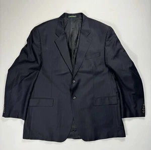 Ralph Lauren Jacket Mens 48L Black Blue Vertical Striped Wool Sport Coat Blazer - Picture 1 of 15