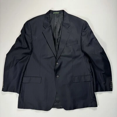 Ralph Lauren Jacket Mens 48L Black Blue Vertical Striped Wool Sport Coat Blazer - Image 1 of 4