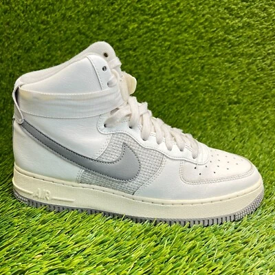 Nike Air Force 1 Alto Niños Talla 7Y Blanco Gris Atlético Cuero Zapatos Tenis Foto 1 de 4