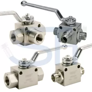 2/2 3/2 Wege Kugelhahn Hydraulik Hochdruck Absperrhahn 3-Wegehahn Metrisch Zoll - Bild 1 von 3