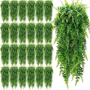 28Pcs Artificial Boston Fern Fake Hanging Plant Trailing Foliage Vine Home Decor - Picture 1 of 18