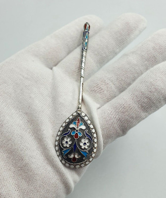 Antico Russo Dell'era Maji Smalto Silver Spoon. • 145.12€