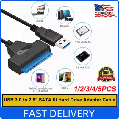 SATA to USB 3.0 Cable USB to SATA III Hard Drive Adapter 2.5'' SSD &HDD Transfer - Image 1 of 4