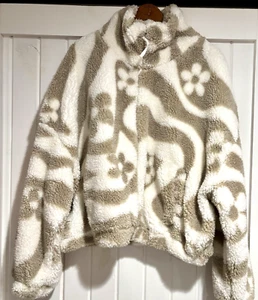 Urban Outfitters Olivia Sherpa Fleece Jacket Full Zip Womens S-P - Picture 1 of 8