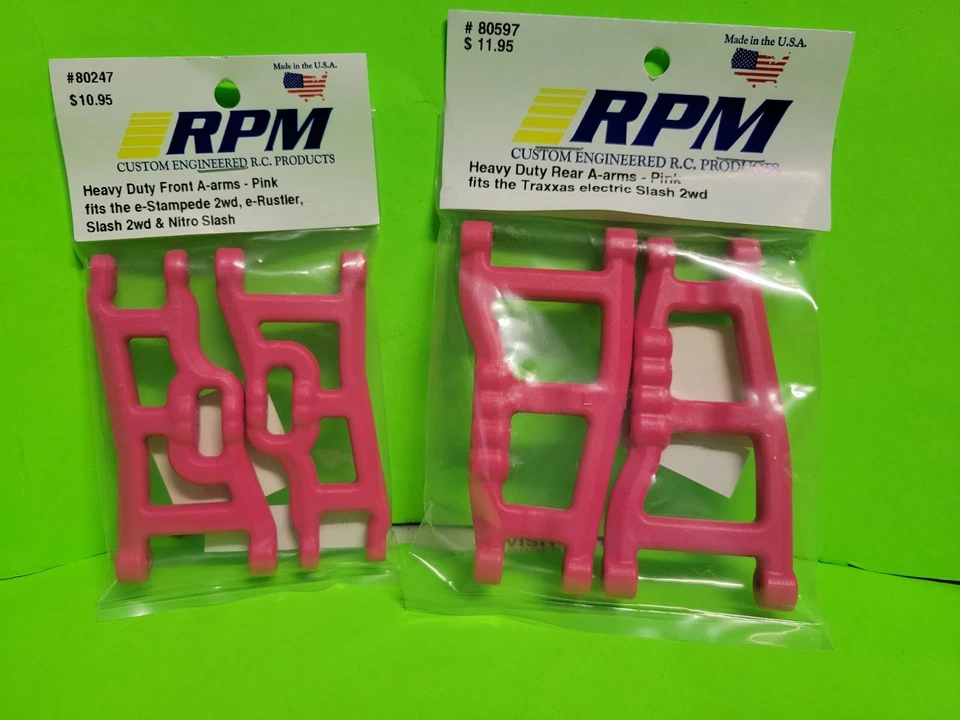 RPM TRAXXAS 2WD SLASH PINK Front + Rear SUSPENSION ARMS 2 pair 1/10 RAPTOR - Image 1 of 1