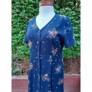 Vestido midi de sol vintage Y2K Cottagecore floral de lino favorito de blogger de primavera - Imagen 1 de 9