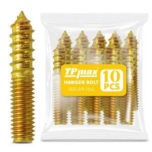 10 Pack 3/8-16 x 2 Inch Hanger Bolts Double Headed Bolts Self-Tapping Screw H... - Picture 1 of 7