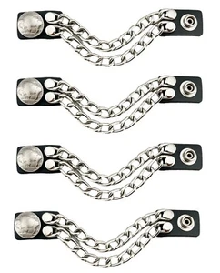 Motorcycle Vest Extenders Double Steel Chain Made in USA 24 Snaps MC Biker 4 PK - Picture 1 of 52