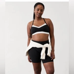 Athleta A-C Vital Bra Sports Yoga Pilates | Black/Bone Small #819515 NEW - Picture 1 of 3