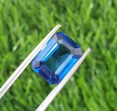 7.97 Ct Flawless AAA Tanzania Neon Blue Spinel Lab Grown Emerald Cut Loose Gems - Image 1 of 4