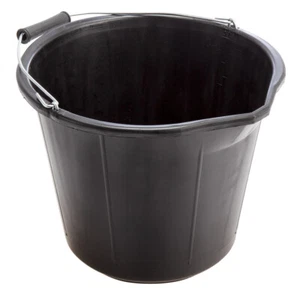Lynwood Schwarz Bauarbeiter Eimer 15 Liter Robuste Mit Schwerlast Griff BU201 - Bild 1 von 2