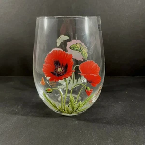 Portmeirion Botanic Garden Stemless Wine Glass Poppy - Foto 1 di 4