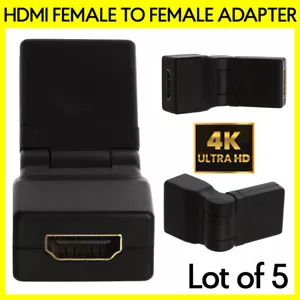 5 Pack HDMI 2.0 Female to Female Coupler Cable Extender Swivel Type Adapter - Picture 1 of 5