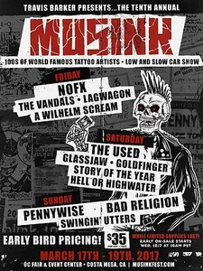 NOFX/THE USED/PENNYWISE/BAD RELIGION "MUSINK"2017 COSTA MESA CONCERT TOUR POSTER - Picture 1 of 1