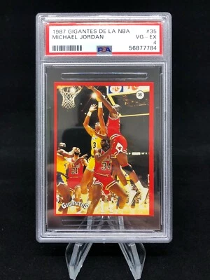 Tarjeta adhesiva 1987 Michael Jordan Abdul Jabbar Gigantes de la NBA #35 PSA 4 Foto 1 de 2