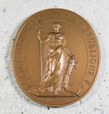 Vintage French France Police General Bronze Table Medal 8 oz 232 g. NICE! A180 - Image 1 of 4