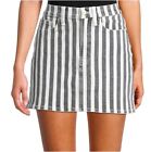 Frame Size 26 Gray White Le Mini Beatnik Stripe Denim Mini Skirt