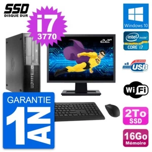 PC HP Pro 4300 SFF Ecran 22" Intel Core i7-3770 RAM 16Go SSD 2To Windows 10 Wifi - Photo 1/8