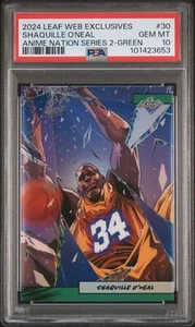 2024 Leaf Web Exclusives Anime Nation Series 2 Green /5 Shaquille O'Neal PSA 10 - Picture 1 of 2