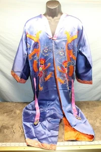 VINTAGE 1940S JAPANESE KIMONO LIGHT BLUE + ORANGE DRAGON DESIGN 122D - Picture 1 of 8
