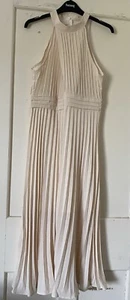 NEW Ladies Cream Long Pleated Dress UK Size 12 - Picture 1 of 7