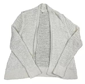 Suéter Eileen Fisher Mujer Medio Crema Lazo Tejido Mezcla Algodón Cárdigan Abierto - Imagen 1 de 9