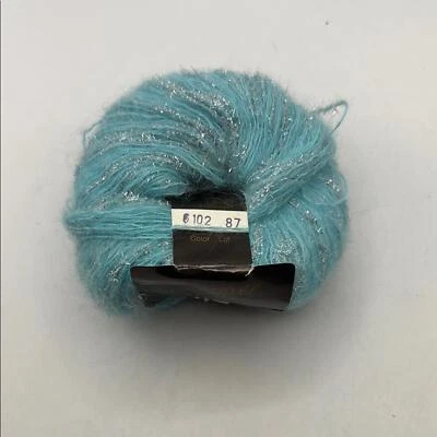 Nuevo con etiquetas Karabella Gossamer hilo metálico azul y plata mezcla de mohair EE. UU. 5 222 yardas Foto 1 de 4
