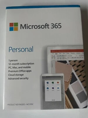 Microsoft 365 Personal 1 User 12-Month Subscription Brand New Sealed QQ2-01024 - Image 1 of 4