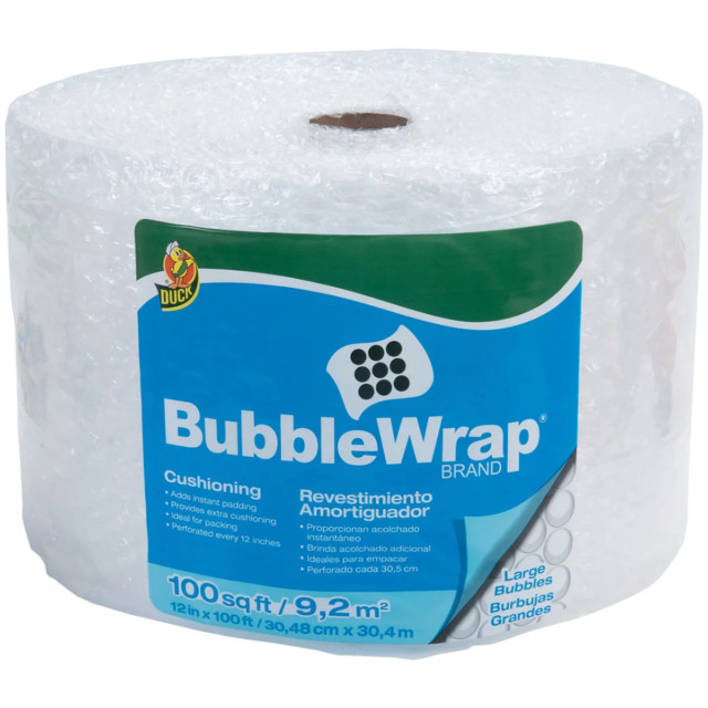 Duck Brand Small Bubble Cushioning Wrap, 12 in x 150 ft, Clear, 286677