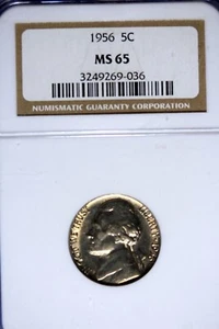 1956 - NGC MS65 JEFFERSON NICKEL!!  #B9433 - Picture 1 of 2