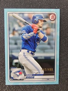 2020 Bowman Paper, Cavan Biggio, Sky Blue Parallel, /499, #8 Blue Jays