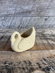 Mini Ceramic Beige Tan Swan Planter Vintage Home Decor - Picture 1 of 10