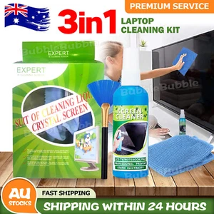 3 in 1 Laptop Cleaning Kit Monitor TV PC LED LCD Screen Cleaner Cloth Brush AU - Picture 1 of 9