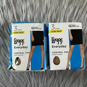 Pantimedias L'eggs Control Top para mujer talla Q grandes punta transparente desnuda - Imagen 1 de 5