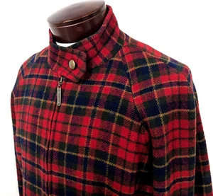 Vtg PENDLETON Men's 100% Wool Zip Bomber Jacket Red Plaid USA Size M TALL~ READ* - Picture 1 of 12